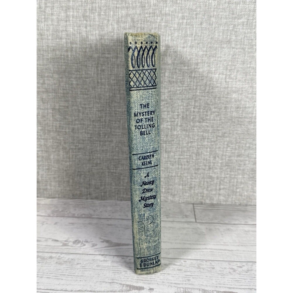 VTG HC HB Tweed blue The Mystery of the Tolling Bell Nancy Drew Carolyn Keen - Picture 2 of 5